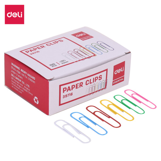 Скрепки DELI "Essential", Multicolor, Для цветового кодирования