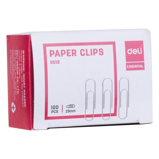Скрепки для бумаг DELI "#3", Silver, Прочный Дизайн.