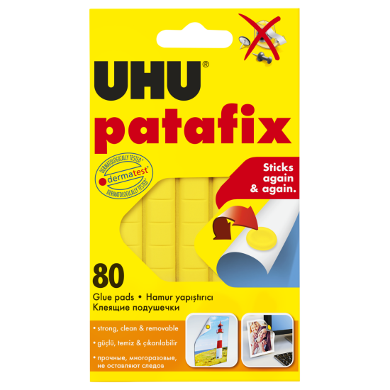 Клейкие подушечки UHU patafix многоразовые дерматологически протестированные