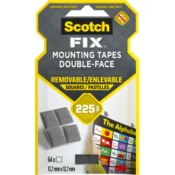 Abpusējie kvadrātiņi SCOTCH-FIX™ 108 12.7x12.7mm, 225g, 64gab/iep, noņemami