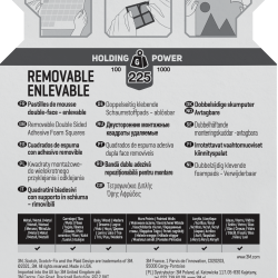Abpusējie kvadrātiņi SCOTCH-FIX™ 108 12.7x12.7mm, 225g, 64gab/iep, noņemami