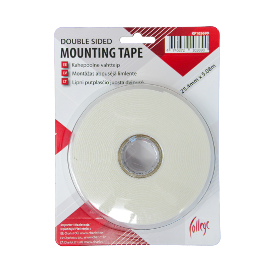 Montāžas abpusēja līmlente College 25.4mmx5.08m, balta