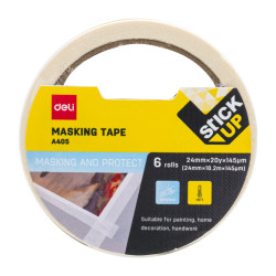 Малярная лента Deli White 24mm 20y 6 рулонов 145μm