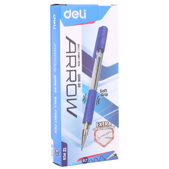 Ручка Deli Arrow SoftGrip 07мм синяя с мягким грипом