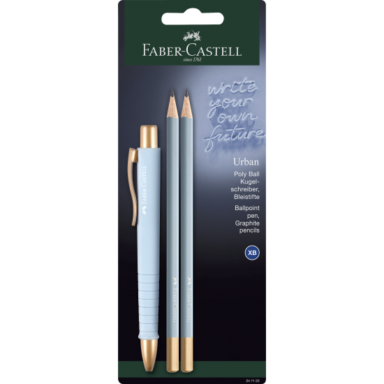 Ручка шариковая Faber-Castell PolyBall Urban XB Небесно-голубая + 2 карандаша