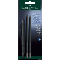 Ручка шариковая Faber-Castell PolyBall Urban XB черная + 2 карандаша