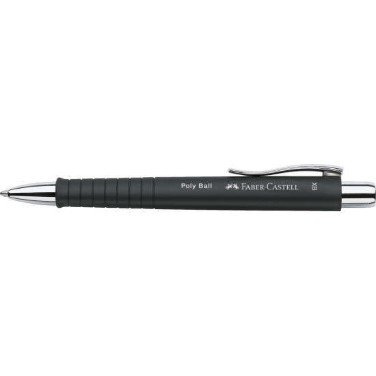 Lodīšu pildspalva Faber-Castell PolyBall XB, 0.6mm, melns korpuss, zila tinte