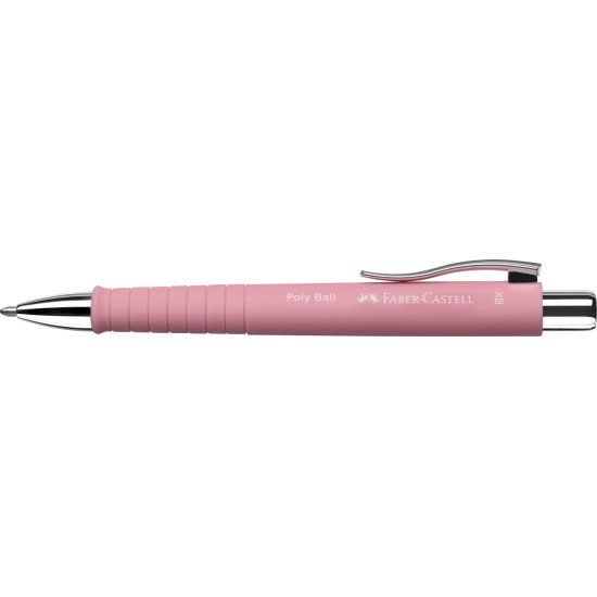 Lodīšu pildspalva Faber-Castell PolyBall XB 0,6 mm, rozā korpuss, zila tinte