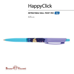 Ручка шариковая HappyClick Мишка на Луне 0.5мм синяя