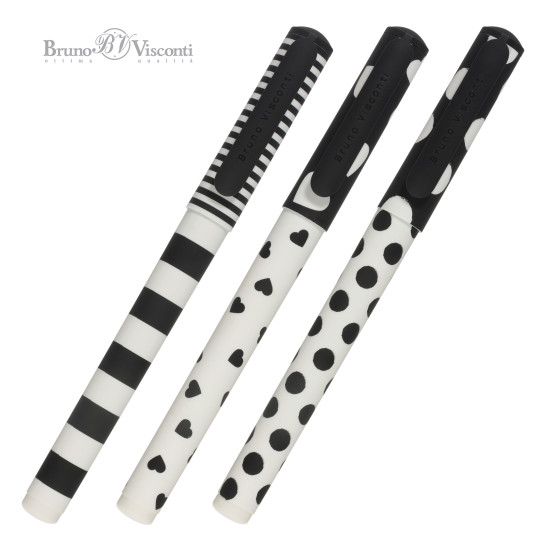 Ручка шариковая BrunoVisconti DreamWrite BLACK&WHITE  с мягким покрытием