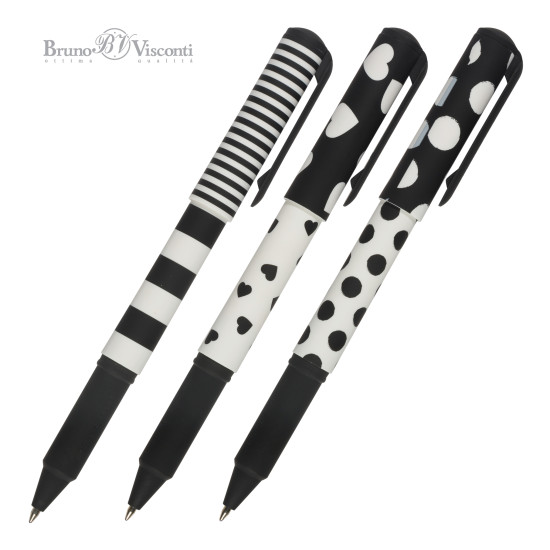Ручка шариковая BrunoVisconti DreamWrite BLACK&WHITE  с мягким покрытием