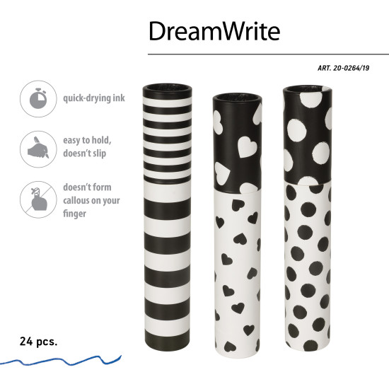Ручка шариковая BrunoVisconti DreamWrite BLACK&WHITE  с мягким покрытием