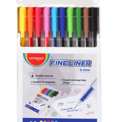 Ручки Keyroad Fine Liner Crystal Grip 0.4 мм 10 цветов в складном боксе