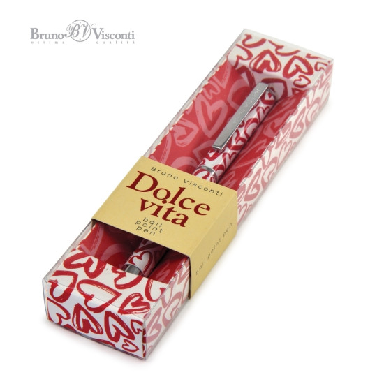 Ручка Dolce Vita Сердечки Красные Металлический Корпус 07 мм Синяя