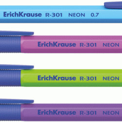 Ручка шар. Erich Krause R-301 Neon Stick&Grip син 42751