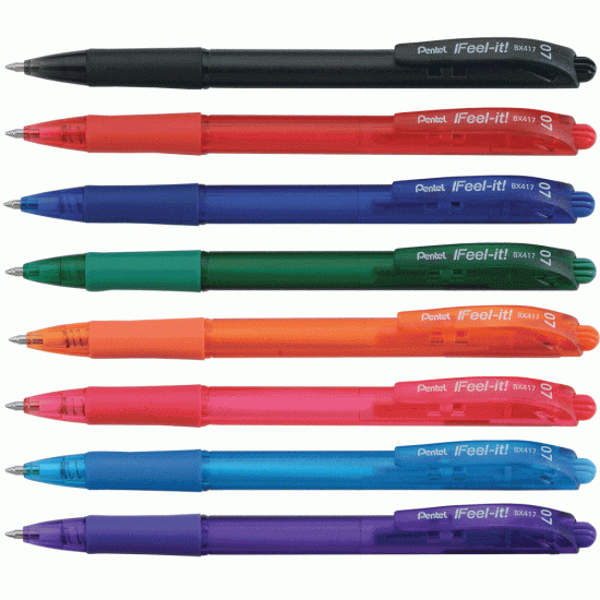 Lodīšu pildspalva Pentel iFeel-It!, 0.7 mm, automātiska, sarkana