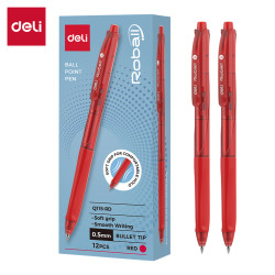 Ручка шариковая Deli "Roball", Red, Мягкий захват