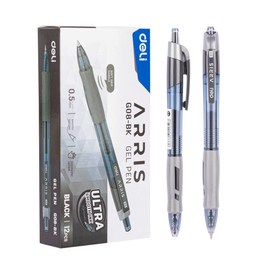 Гелевая ручка Deli Arris 05мм черная плавнаяписьмо