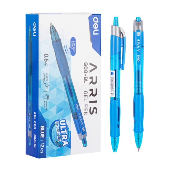 Гелевая ручка Deli Arris 05мм Ультрагладкая синяя 12шт