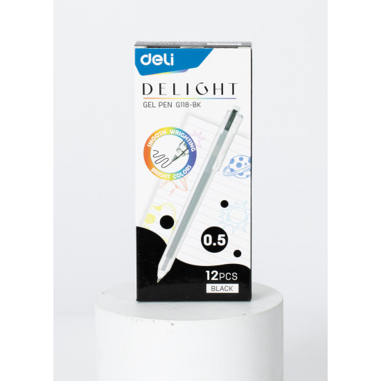 Ручка гелевая DELI EG118-BK черный цвет 05мм