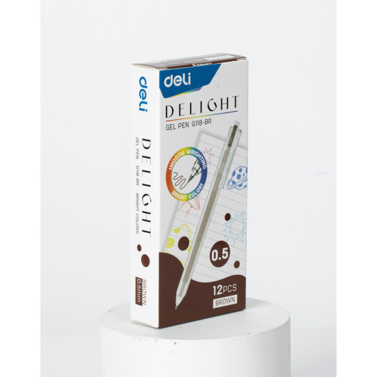 Гелевая ручка Deli EG118-BR коричневый 05мм