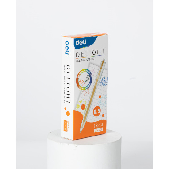 Gēla pildspalva Deli Delight, 0.5mm, automātiska, oranža