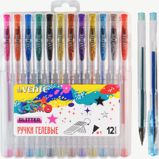 Гелевые ручки deVENTE Cosmo Glitter 12 цветов с блестками
