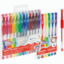 ***Gēla pildspalvu komplekts FIORELLO GLITTER, 0,8mm, 6 krāsas
