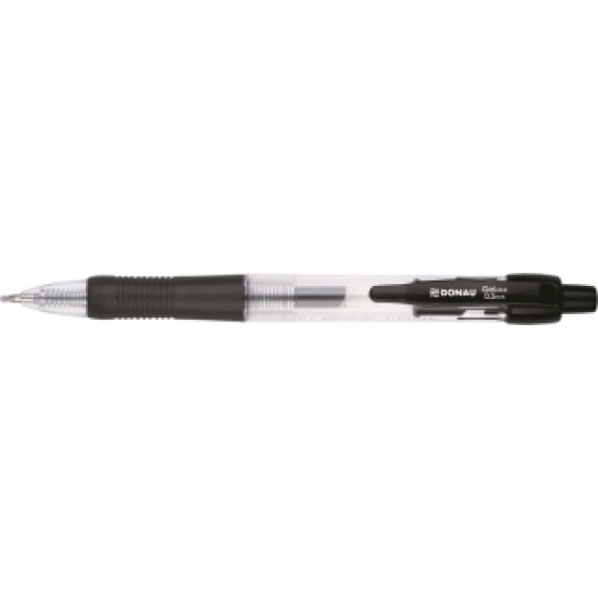 Gēla pildspalva DONAU, 0,5mm, ar ūdensizturīgu tinti, automātiska, melna