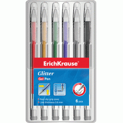 *Gēla pildspalvu komplekts ERICH KRAUSE GLITTER, 0,8mm, 6 krāsas