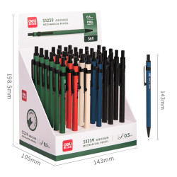 *Mehāniskais zīmulis Deli 0,5mm metāla korpuss, asorti