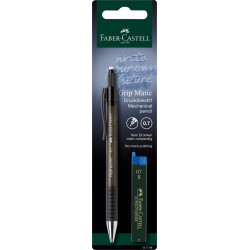 Mehāniskais zīmulis Faber-Castell Grip-Matic 0,7mm + 0,7mm B kodoliņi, melns