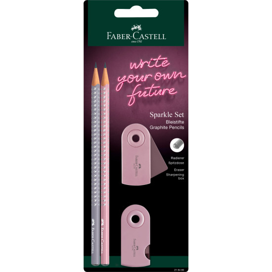 Zīmuļu komplekts Faber-Castell Sparkle, ar dzēšgumiju un asināmo
