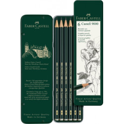 Zīmuļu komplekts Faber-Castell 9000, HB-8B, 6gab/iep