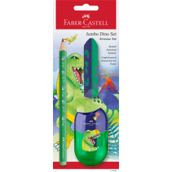 Harilik pliiats Faber-Castell Dinosaur Jumbo HB lilla + kustukumm ja teritaja blistris