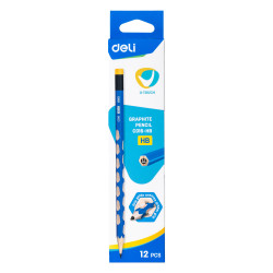 Карандаш графитный DELI "C016-HB", Blue, Нескользящий захват