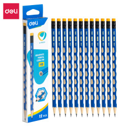 Карандаш графитный DELI "C016-HB", Blue, Нескользящий захват