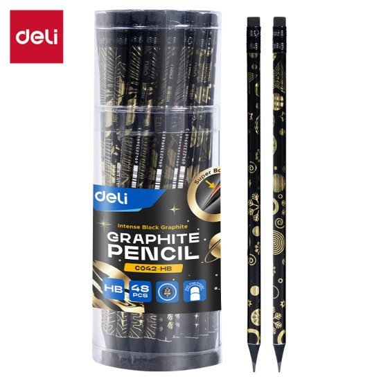 Карандаш DELI C042 HB, Black, со Встроенным Ластиком