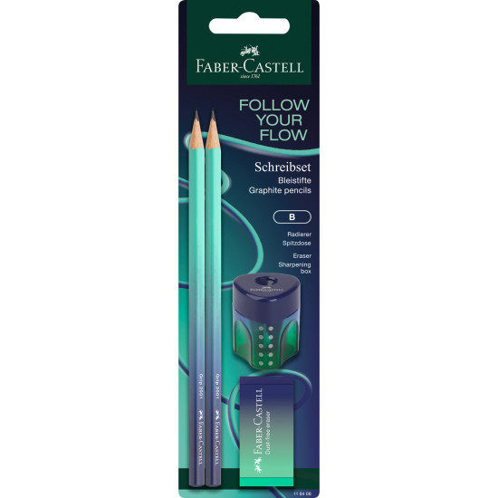 Набор графитовых карандашей Faber-Castell Grip Flow Edition, Ярко-синий, Эргономичный захват