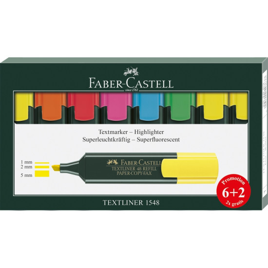 Маркеры-текстовыделители Faber-Castell Textliner 48 суперфлуоресцентные 8 цветов