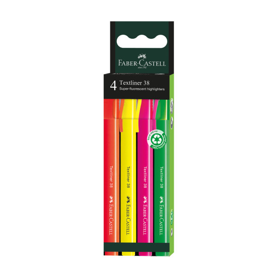 Маркеры Faber-Castell Textliner 38 4 цвета в упаковке