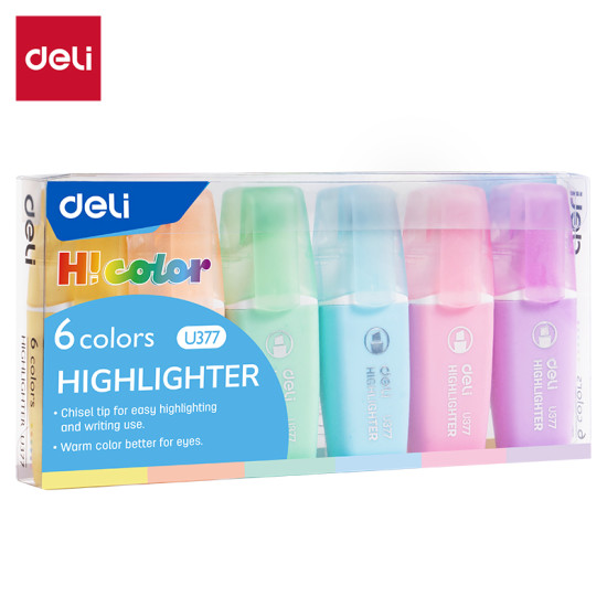 Teksta marķieru komplekts Deli Hicolor mini U377, 1-4mm, nošķelts, 6 krāsas
