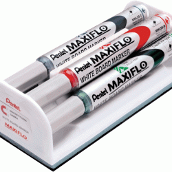 Маркеры для белой доски Pentel Maxiflo 4 цвета 4мм набор + спрей для чистки