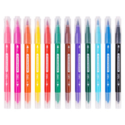Фломастеры DELI Color Emotion 12 цветов двусторонние смываемые