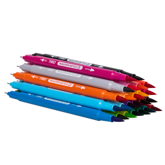 Фломастеры DELI EC151-24 24 цвета двойная кисть