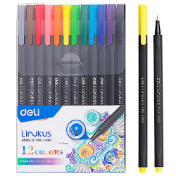 Набор линеров DELI "LINKUS EQ900-12", Multicolor, Металлический наконечник.