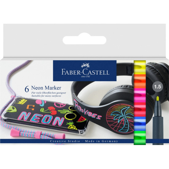 Маркеры Faber-Castell Neon 6 цветов водостойкие