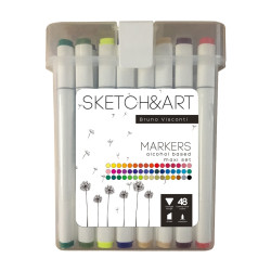 Набор Двусторонних Скетч Маркеров "Sketch&Art" Макси, 48 Цв. В Пластиковом Пенале