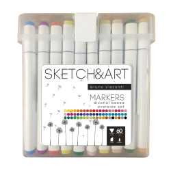 Маркеры двусторонние Sketch&Art Мега 60 цветов в пластиковом пенале