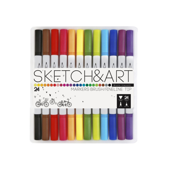Маркеры Sketch&Art 24 Цвета Кисточка Линер